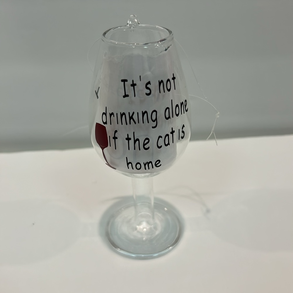 NWT CAT LOVER Wine Lover Glass Christmas Ornament Cape May 2018 NEW Old Stock